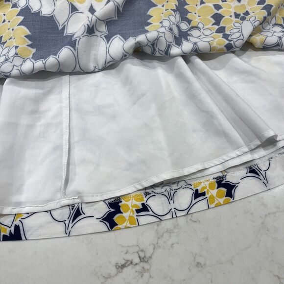 GAP Casual Knit A Line Dress Pockets Lined Elastic Waist Navy White Yellow Sz XS - Picture 6 of 11